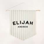 Custom Ticking Stripes Name Banner